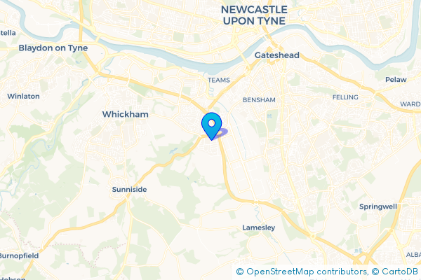 Coach Hire route map for Lobley Hill, Tyne and Wear