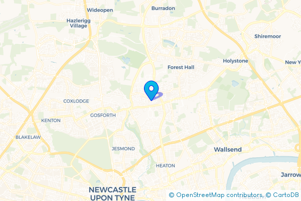 Coach Hire route map for Longbenton, Tyne and Wear
