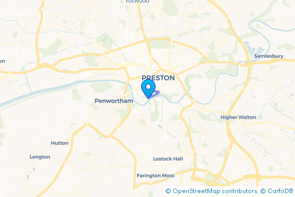 Coach Hire route map for Lower Penwortham, Lancashire
