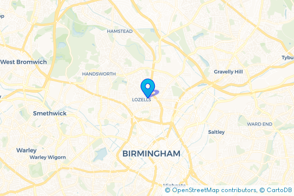 Coach Hire route map for Lozells, West Midlands