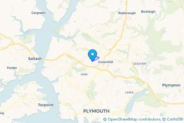 Coach Hire route map for Manadon, Devon