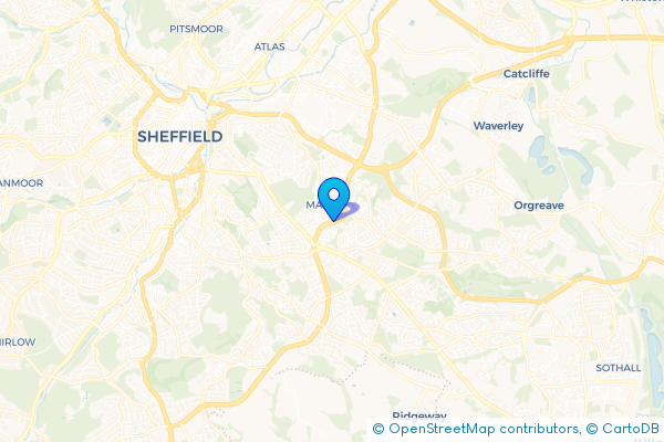 Coach Hire route map for Manor Estate, South Yorkshire