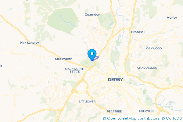 Coach Hire route map for Markeaton, Derbyshire
