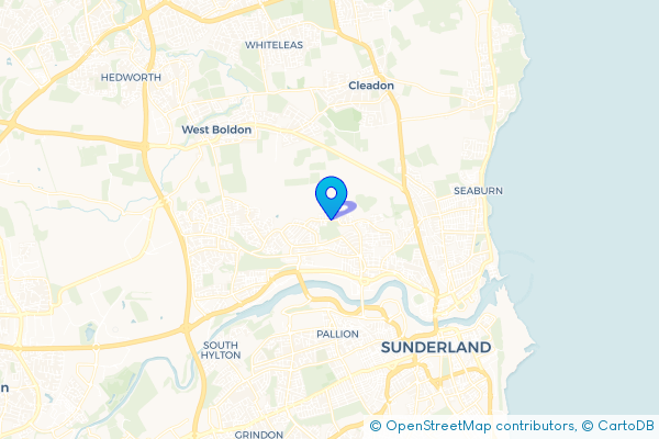 Coach Hire route map for Marley Pots, Tyne and Wear