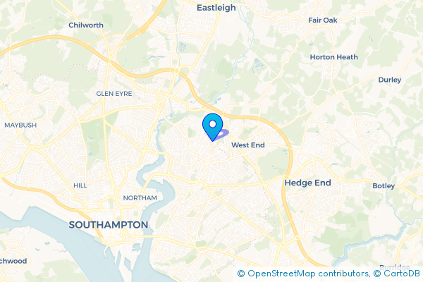Coach Hire route map for Midanbury, Hampshire