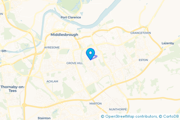 Coach Hire route map for Middlesbrough, North Yorkshire