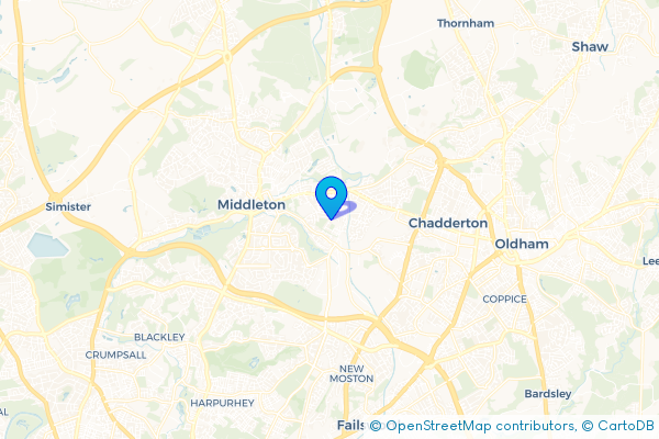 Coach Hire route map for Moorclose, Greater Manchester