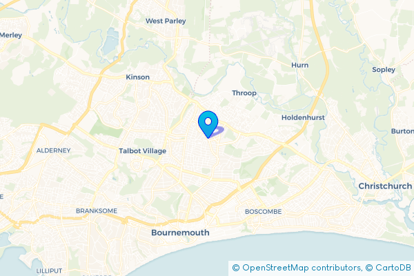 Coach Hire route map for Moordown, Dorset