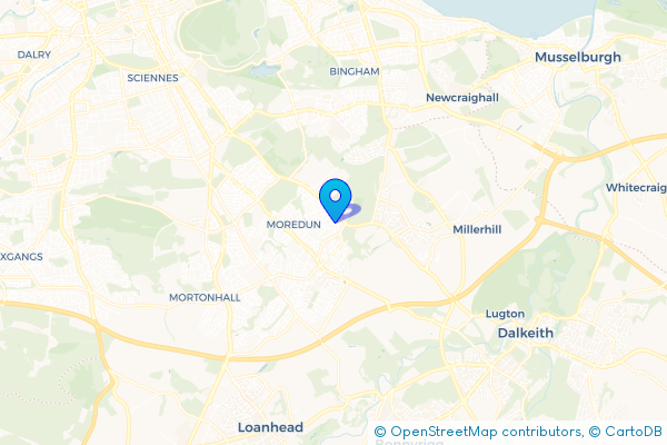 Coach Hire route map for Moredun, City of Edinburgh