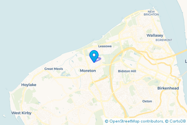 Coach Hire route map for Moreton, Merseyside