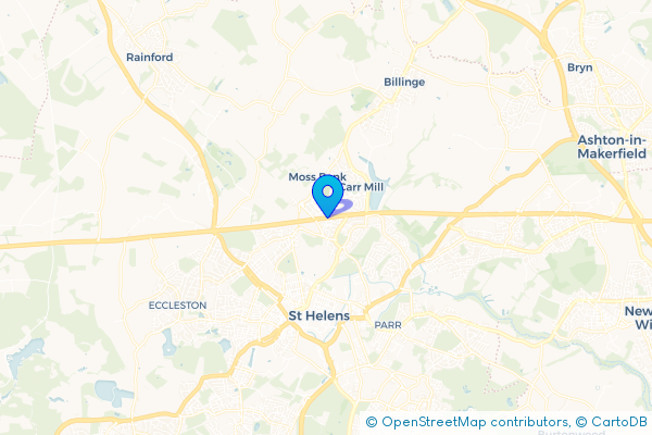 Coach Hire route map for Moss Bank, Merseyside