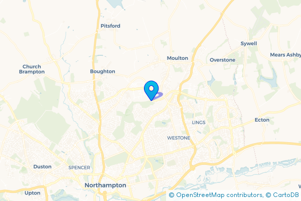 Coach Hire route map for Moulton Park, Northamptonshire