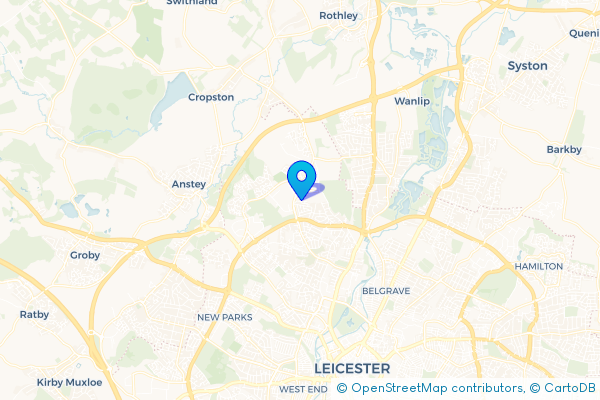 Coach Hire route map for Mowmacre Hill, Leicestershire
