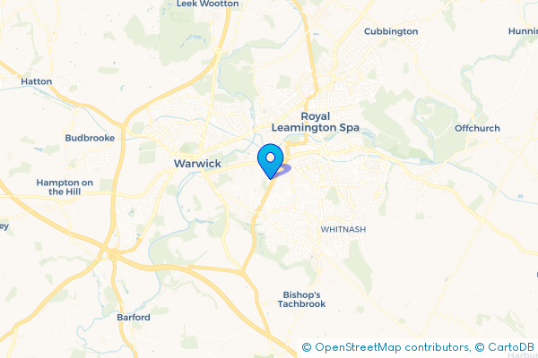 Coach Hire route map for Myton, Warwickshire