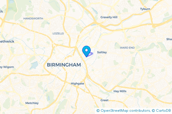 Coach Hire route map for Nechells Green, West Midlands