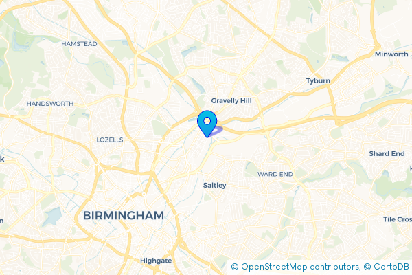 Coach Hire route map for Nechells, West Midlands