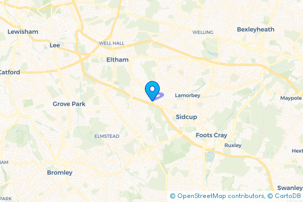 Coach Hire route map for New Eltham, Greater London