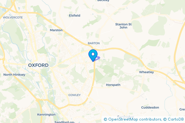 Coach Hire route map for New Headington, Oxfordshire