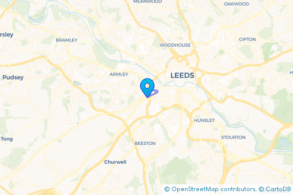 Coach Hire route map for New Wortley, West Yorkshire