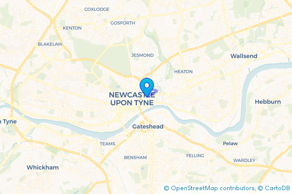 Coach Hire route map for Newcastle upon Tyne, Tyne and Wear
