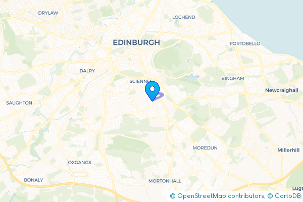Coach Hire route map for Newington, City of Edinburgh