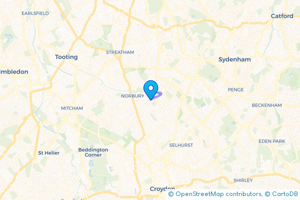 Coach Hire route map for Norbury, Greater London