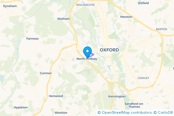 Coach Hire route map for North Hinksey Village, Oxfordshire
