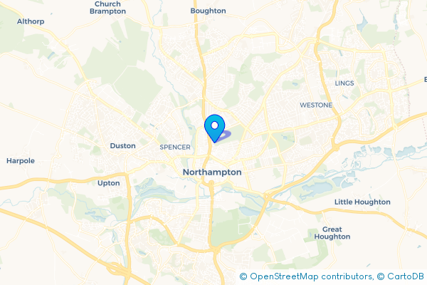 Coach Hire route map for Northampton, Northamptonshire