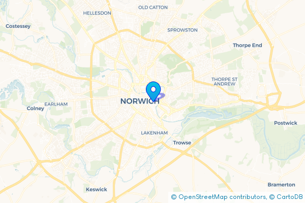 Coach Hire route map for Norwich, Norfolk