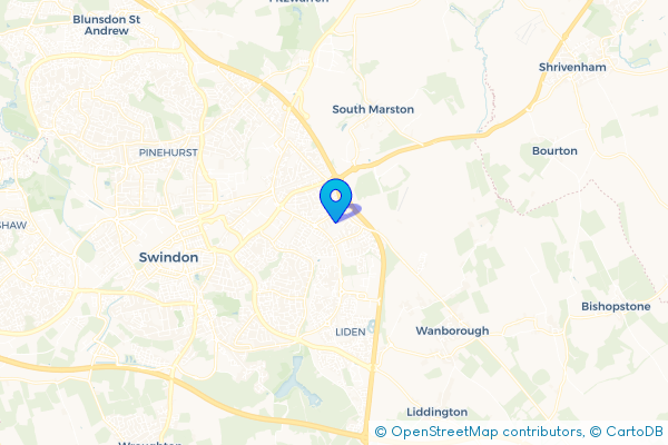 Coach Hire route map for Nythe, Wiltshire