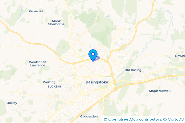 Coach Hire route map for Oakridge, Hampshire