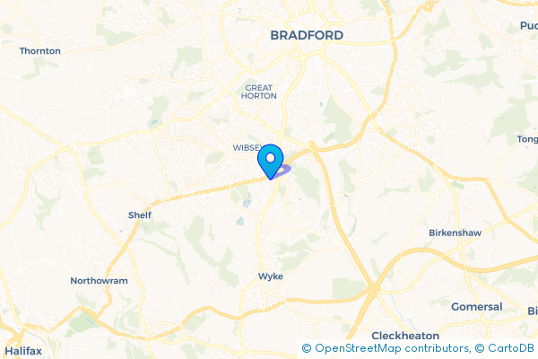 Coach Hire route map for Odsal, West Yorkshire