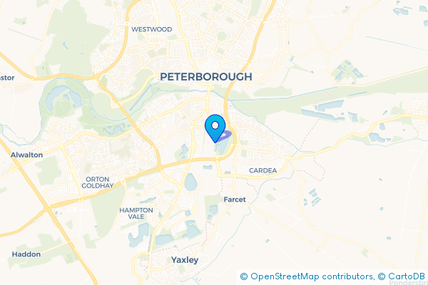 Coach Hire route map for Old Fletton, Cambridgeshire