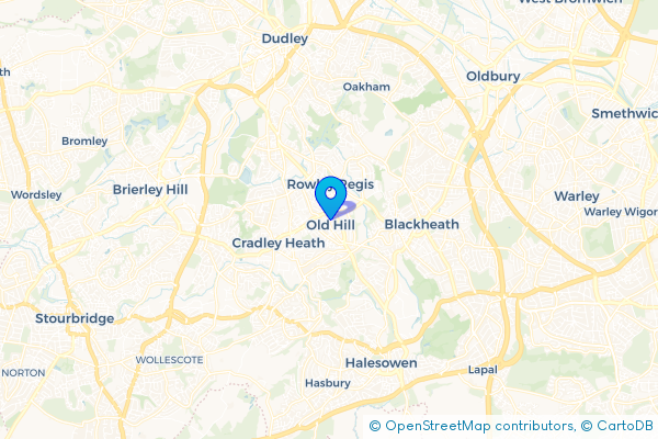 Coach Hire route map for Old Hill, West Midlands