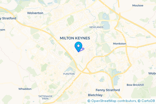 Coach Hire route map for Oldbrook, Buckinghamshire