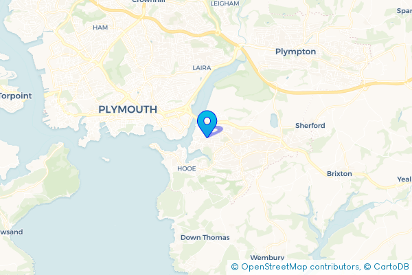 Coach Hire route map for Oreston, Devon