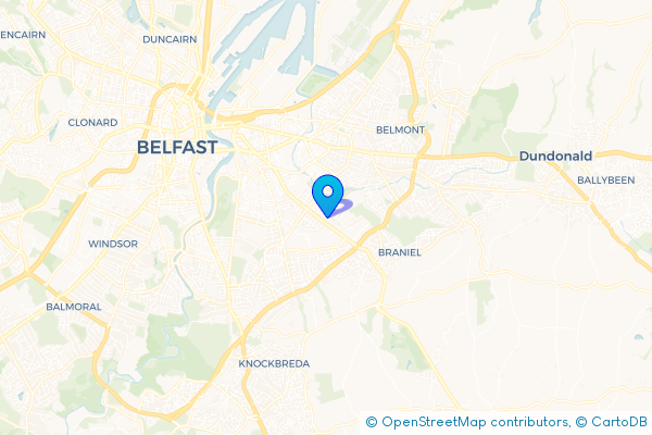 Coach Hire route map for Ormeau, Belfast