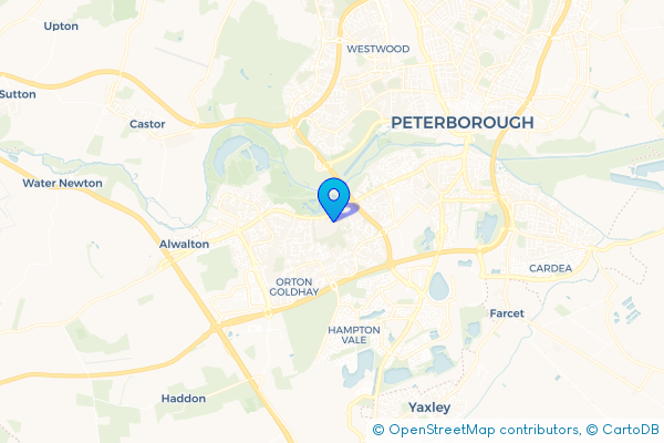 Coach Hire route map for Orton Longueville, Cambridgeshire