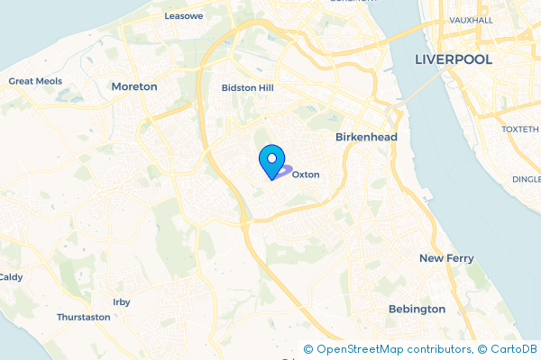 Coach Hire route map for Oxton, Merseyside