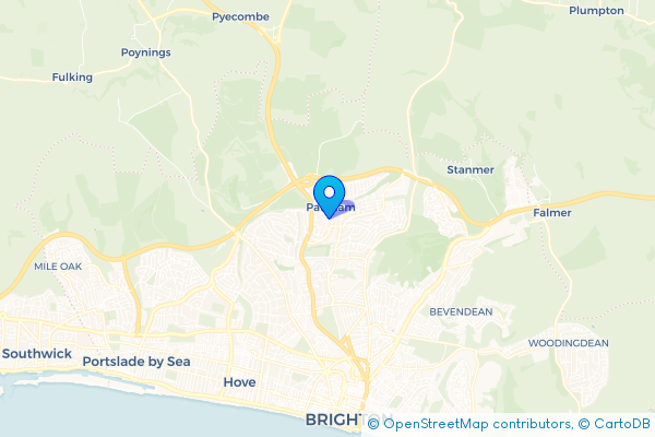 Coach Hire route map for Patcham, East Sussex