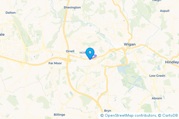 Coach Hire route map for Pemberton, Greater Manchester