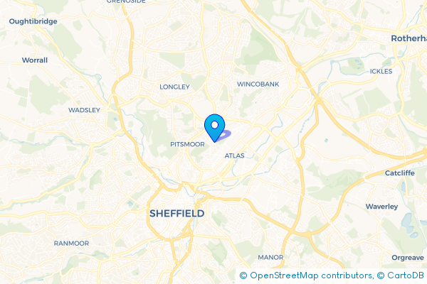 Coach Hire route map for Pitsmoor, South Yorkshire