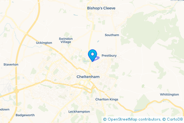 Coach Hire route map for Pittville, Gloucestershire