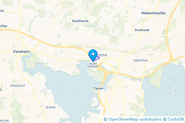 Coach Hire route map for Port Solent, Hampshire