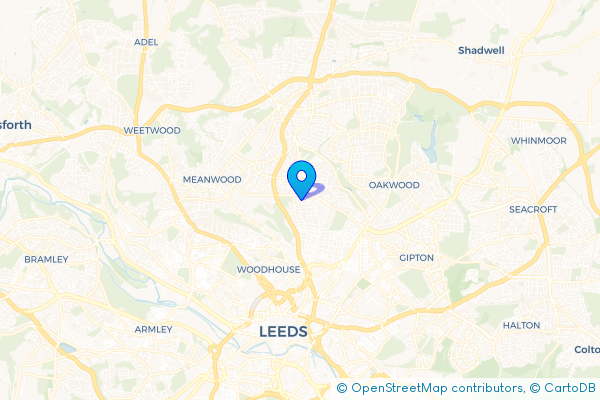Coach Hire route map for Potternewton, West Yorkshire