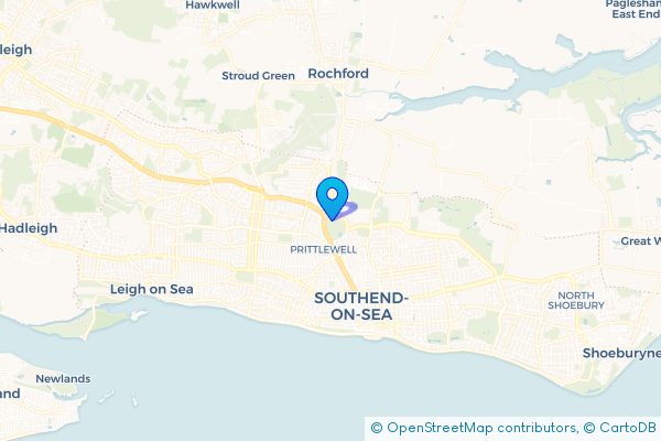 Coach Hire route map for Prittlewell, Essex