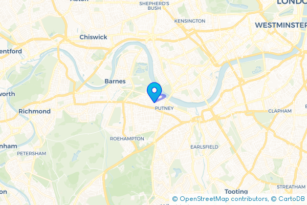 Coach Hire route map for Putney, Greater London