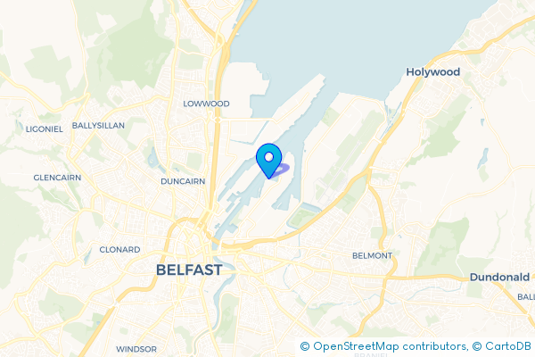 Coach Hire route map for Queens Island, Belfast