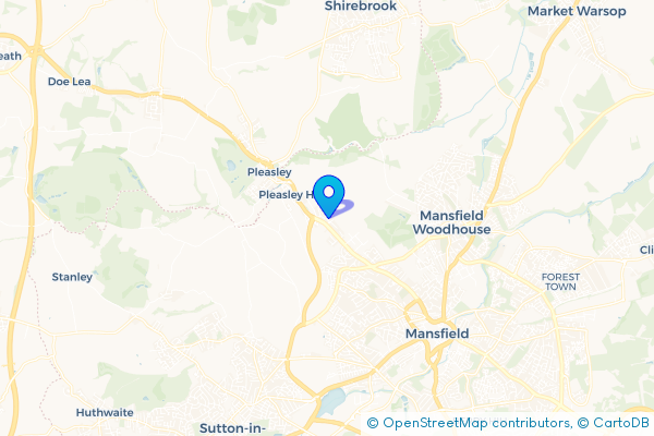 Coach Hire route map for Radmanthwaite, Nottinghamshire
