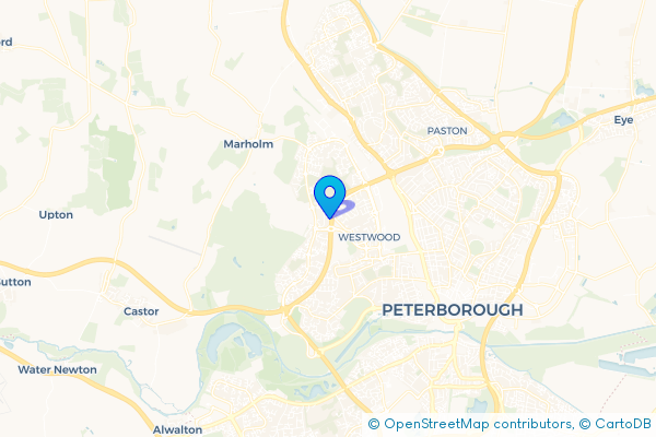 Coach Hire route map for Ravensthorpe, Cambridgeshire